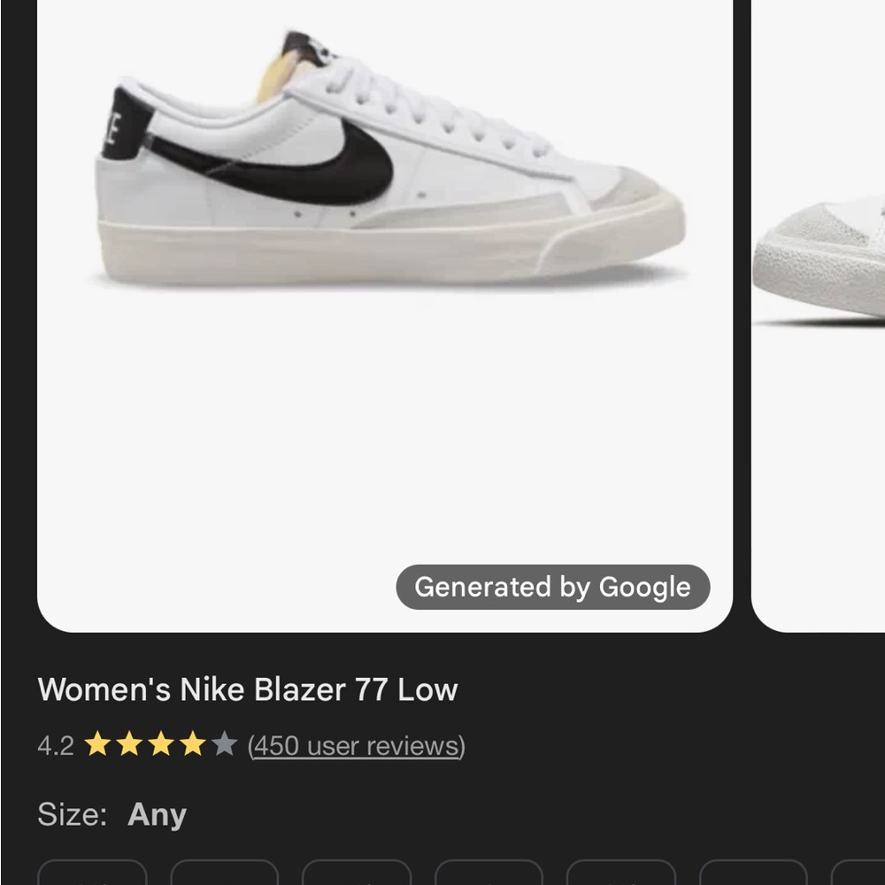 Nike Blazer 77 Low White Black Sneakers size 9